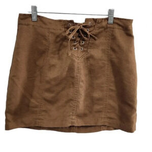 Jack by BB Dakota zip brown suade corset front mini skirt western cowgirl sz 10